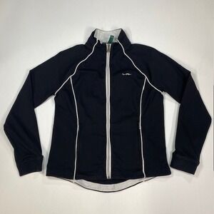 L RL Ralph Lauren Active Full Zip Track Jacket Black White Athletic Women's M